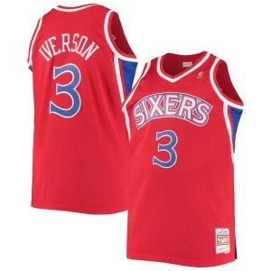 Allen Iverson Philadelphia Gracieux 76ers 1996/97 Big & Tall Hardwood Classics Swingman Jersey Red/Black/Royal/White