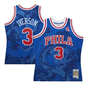 Allen Iverson Philadelphia 76ers 1996/97 Hardwood Classics Uniques Asian Heritage 6.0 Swingman Throwback Player Jersey Royal
