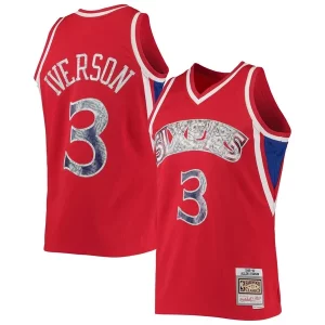Allen Iverson Philadelphia Notable 76ers 1996/97 Hardwood Classics NBA 75th Anniversary Diamond Swingman Jersey Red