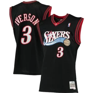 Allen Iverson Philadelphia 76ers 2000/01 Big & Tall Hardwood Classics Swingman Jersey Black/Red/Royal/White Haut de gamme