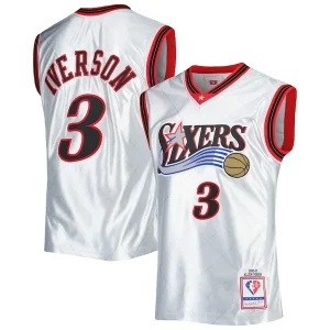 Allen Iverson Philadelphia 76ers 2000/01 Hardwood Classics 75th Anniversary Swingman Premium Jersey Platinum