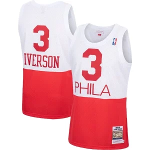 Allen Iverson Philadelphia 76ers 2003/04 Hardwood Classics Authentic Jersey Élégant White/Black/Red