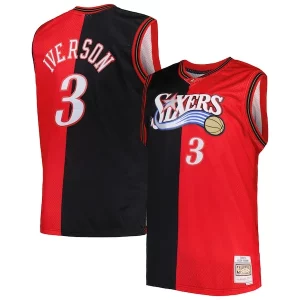 Allen Iverson Philadelphia 76ers Big Exceptionnel & Tall Hardwood Classics 2000/01 Split Swingman Jersey Black/Red