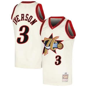 Allen Iverson Philadelphia Confortable 76ers Chainstitch Swingman Jersey Cream