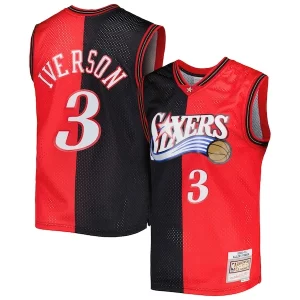 Allen Iverson Philadelphia 76ers Hardwood Classics 2000/01 Split Swingman Jersey Collectible Black/Red