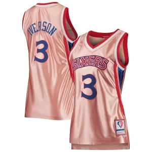 Allen Iverson Philadelphia 76ers Women's 75th Anniversary Rose Gold 1996 Swingman Jersey Commémoratif Pink