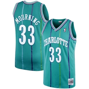 Alonzo Mourning Charlotte Hornets 1992/93 Hardwood Classics Swingman Jersey Teal Exceptionnel