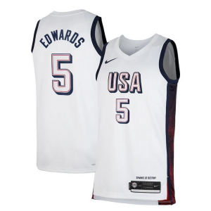 Anthony Edwards Unisex Confortable Nike Men's USA Basketball 2024 Swingman Player Jersey White