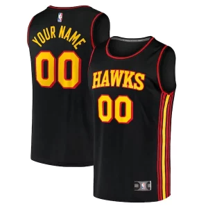 Atlanta Hawks Youth Custom Fast Break Replica Jersey Black Statement Edition Splendide