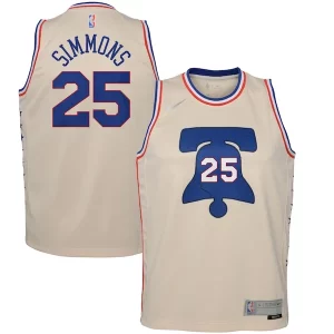 Ben Simmons Philadelphia Exclusif 76ers Nike Youth 2020/21 Swingman Player Jersey Cream Earned Edition