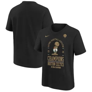 Boston Celtics Nike Youth 18 Time NBA Finals Champions Luxueux Locker Room T Shirt Black