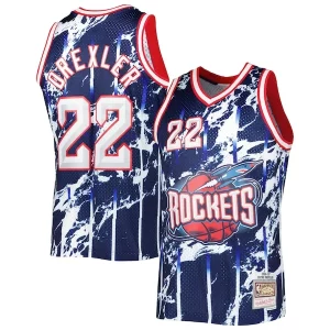Clyde Éclatant Drexler Houston Rockets 1996/97 Hardwood Classics Marble Swingman Jersey Navy