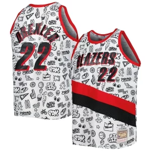 Clyde Drexler Portland Trail Blazers 1991/92 Hardwood Classics Doodle Swingman Player Jersey White Refiné