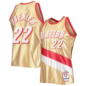 Clyde Drexler Portland Trail Blazers 75th Anniversary 1991/92 Hardwood Classics Stylish Swingman Jersey Gold