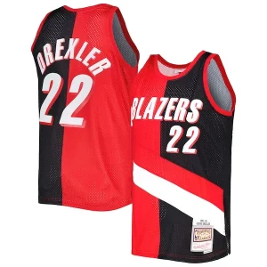Clyde Drexler Portland Trail Blazers Hardwood Classics 1991/92 Split Swingman Jersey Red/Black Vibrant