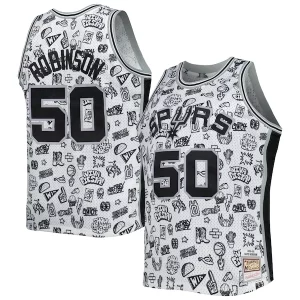 David Robinson San Antonio Spurs 1998/99 Hardwood Exceptionnel Classics Doodle Swingman Player Jersey White