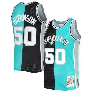 David Robinson San Antonio Haut de gamme Spurs Hardwood Classics 1998/99 Split Swingman Jersey Black/Teal