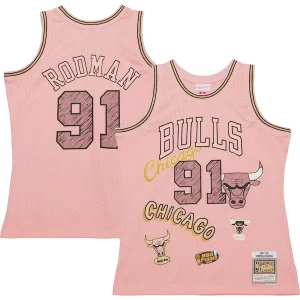 Dennis Prime Rodman Chicago Bulls 1997/98 Swingman Sidewalk Sketch Jersey Pink