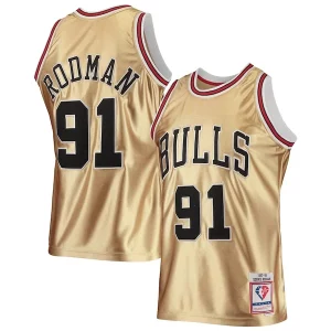 Dennis Rodman Chicago Bulls 75th Anniversary Moderne 1997/98 Hardwood Classics Swingman Jersey Gold