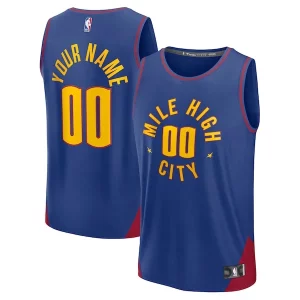 Denver Nuggets Fast Break Custom Jersey Statement Edition Tendance Blue/Navy