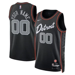 Detroit Pistons Nike Unisex 2023/24 Custom Luxueux Swingman Jersey Black City Edition