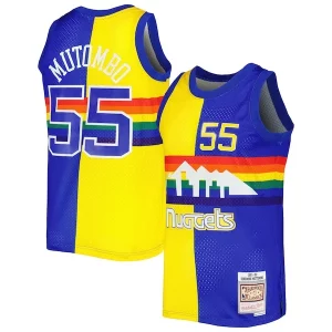 Dikembe Mutombo Denver Nuggets Hardwood Exquisite Classics 1991/92 Split Swingman Jersey Royal/Gold