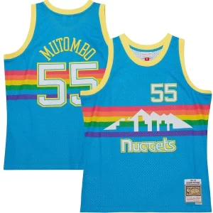 Dikembe Mutombo Denver Nuggets Hardwood Classics 1991/92 Tropical Swingman Jersey Blue Magnifique