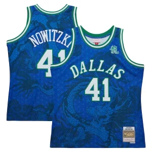 Dirk Nowitzki Dallas Exceptionnel Mavericks 1998 2019 Hardwood Classics Asian Heritage 6.0 Swingman Throwback Player Jersey Blue