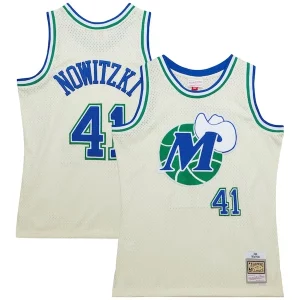 Dirk Nowitzki Dallas Mavericks Chainstitch Splendide Swingman Jersey Cream