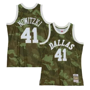 Dirk Nowitzki Dallas Mavericks Hardwood Classics 1998/99 Ghost Moderne Green Swingman Jersey Camo