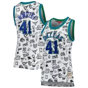 Dirk Nowitzki Dallas Bold Mavericks Women's 1998 Doodle Swingman Jersey White