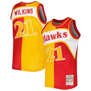 Dominique Wilkins Luxueux Atlanta Hawks Hardwood Classics 1986/87 Split Swingman Jersey Yellow/Red