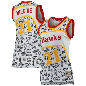 Dominique Wilkins Atlanta Hawks Women's 1986 Doodle Swingman Sophistiqué Jersey White