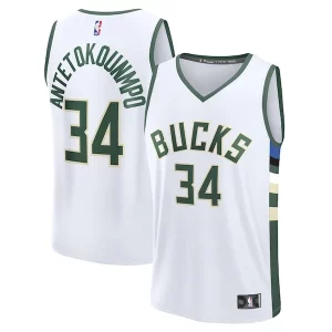 Giannis Antetokounmpo Milwaukee Bucks Fast Break Replica Exceptionnel Player Jersey Association Edition White