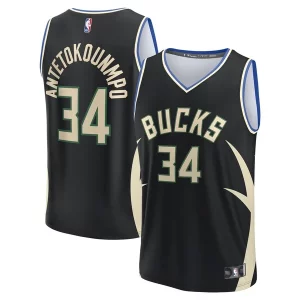 Giannis Antetokounmpo Milwaukee Bucks Fast Break Captivant Replica Player Jersey Statement Edition Black