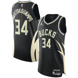 Giannis Antetokounmpo Milwaukee Bucks Jordan Brand Authentic Player Jersey Statement Tendance Edition Black