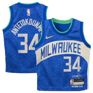 Giannis Antetokounmpo Collectible Milwaukee Bucks Nike Toddler Swingman Replica Jersey City Edition Royal