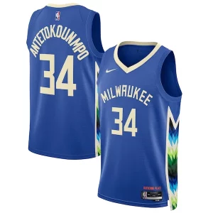 Giannis Antetokounmpo Milwaukee Bucks Nike Unisex 2022/23 Swingman Jersey Vibrant City Edition Royal