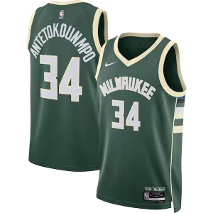 Giannis Antetokounmpo Milwaukee Bucks Nike Unisex Swingman Jersey Icon Edition Hunter Green/White Notable
