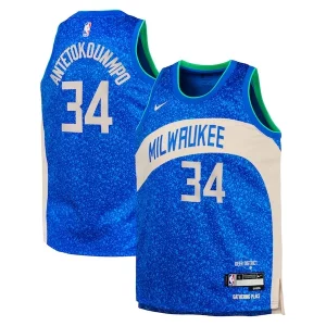 Giannis Antetokounmpo Milwaukee Bucks Nike Dashing Youth Swingman Replica Jersey City Edition Royal