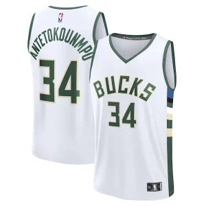 Giannis Antetokounmpo Milwaukee Exclusif Bucks Fast Break Replica Player Jersey Association Edition White