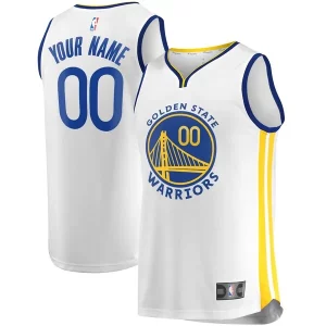 Golden State Warriors Fast Break Custom Replica Jersey Unique White Association Edition/Royal