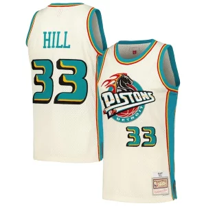 Grant Hill Detroit Pistons Chainstitch Swingman Jersey Cream Notable