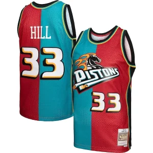 Grant Hill Detroit Pistons Hardwood Classics 1999/00 Split Swingman Dashing Jersey Teal/Red