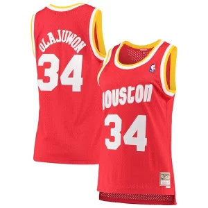 Hakeem Olajuwon Houston Rockets Women's 1993/94 Luxueux Hardwood Classics Swingman Jersey Red/Navy
