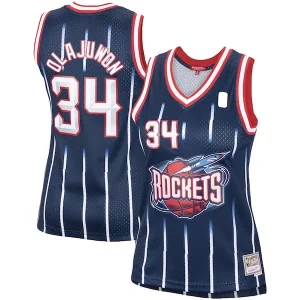 Hakeem Olajuwon Houston Rockets Women's Hardwood Classics Swingman Jersey Éclatant Navy/Red