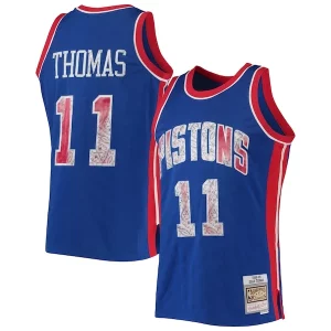 Isiah Thomas Detroit Pistons 1988/89 Hardwood Classics NBA 75th Haut de gamme Anniversary Diamond Swingman Jersey Blue