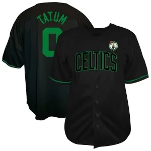 Jayson Tatum Boston Celtics Profile Big & Tall Name & Number Button Up Éclatant Jersey Black