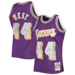 Jerry West Los Angeles Lakers 1971/72 Hardwood Classics NBA 75th Anniversary Charming Diamond Swingman Jersey Purple
