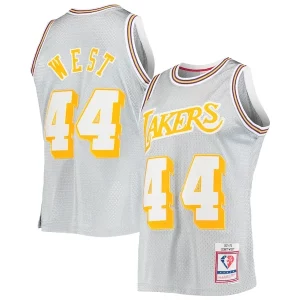 Jerry West Los Angeles Lakers 75th Anniversary 1971/72 Hardwood Confortable Classics Swingman Jersey Silver